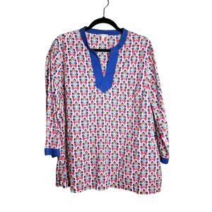 Talbots Multicolor Tunic Top Shirt Womens Size XL Lightweight Cotton‎ Breathable